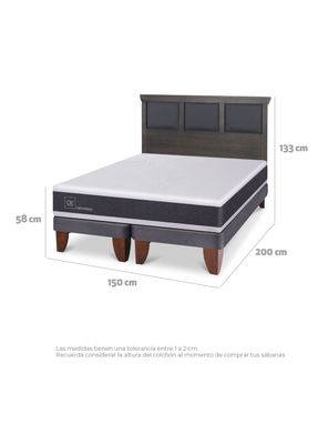Imagen 2 del producto Cama Europea Ortopedic 2 Plazas Base Dividida Respaldo Torino Gris