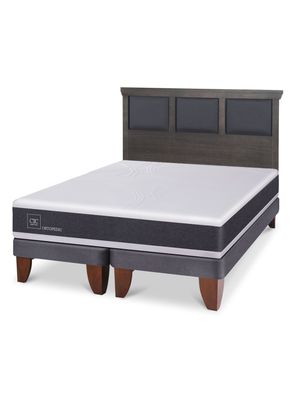 Cama Europea Ortopedic 2 Plazas Base Dividida Respaldo Torino Gris