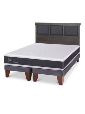 Cama Europea Ortopedic King Respaldo Torino Gris
