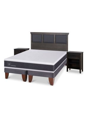 Cama Europea Ortopedic 2 Plazas Base Dividida Set Torino Gris