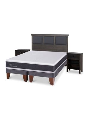 Cama Europea Ortopedic King + Set Torino Gris