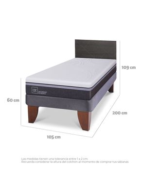 Imagen 2 del producto Cama Europea Ortopedic Advance 1.5 Plazas Respaldo Villarrica Gris