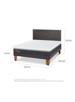 Imagen 2 del producto Cama Europea Ortopedic Advance 2 Plazas Respaldo Villarrica Gris