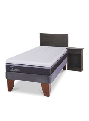 Cama Europea Ortopedic Advance 1.5 Plazas Set Villarrica Gris
