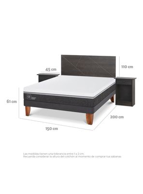 Imagen 2 del producto Cama Europea Ortopedic Advance 2 Plazas Set Villarrica Gris