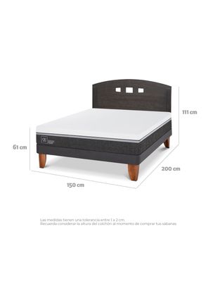 Imagen 2 del producto Cama Europea Ortopedic Advance 2 Plazas Respaldo Gales Gris
