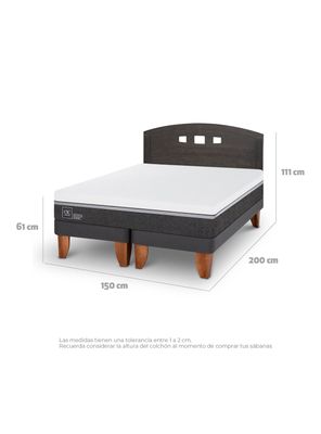 Imagen 2 del producto Cama Europea Ortopedic Advance 2 Plazas Base Dividida Respaldo Gales Gris