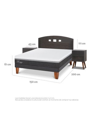 Imagen 2 del producto Cama Europea Ortopedic Advance 2 Plazas Set Gales Gris