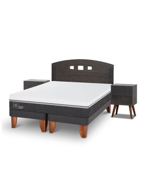 Cama Europea Ortopedic Advance 2 Plazas Base Dividida Set Gales Gris