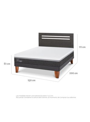 Imagen 2 del producto Cama Europea Ortopedic Advance 2 Plazas Respaldo Munich Gris