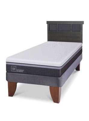 Cama Europea Ortopedic Advance 1.5 Plazas Respaldo Dublin Gris