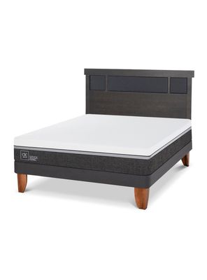 Cama Europea Ortopedic Advance 2 Plazas Respaldo Dublin Gris