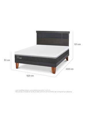 Imagen 2 del producto Cama Europea Ortopedic Advance 2 Plazas Respaldo Dublin Gris