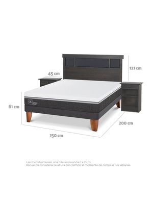 Imagen 2 del producto Cama Europea Ortopedic Advance 2 Plazas Set Dublin Gris