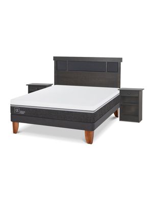 Cama Europea Ortopedic Advance 2 Plazas Set Dublin Gris