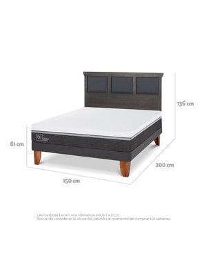 Imagen 2 del producto Cama Europea Ortopedic Advance 2 Plazas Respaldo Torino Gris