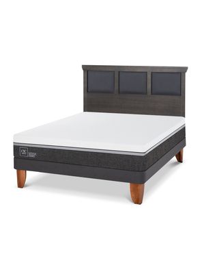 Cama Europea Ortopedic Advance 2 Plazas Respaldo Torino Gris
