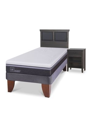 Cama Europea Ortopedic Advance 1.5 Plazas Set Torino Gris