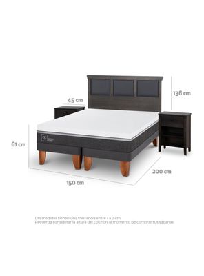 Imagen 2 del producto Cama Europea Ortopedic Advance 2 Plazas Base Dividida Set Torino Gris
