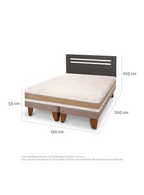 Imagen 2 del producto Cama Europea Rilassati Smart 2 Plazas Base Dividida + Respaldo Munich Gris