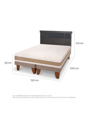 Imagen 2 del producto Cama Europea Rilassati Smart 2 Plazas Base Dividida Respaldo Dublin Gris