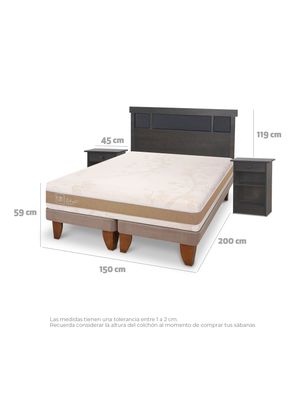 Imagen 2 del producto Cama Europea Rilassati Smart 2 Plazas Base Dividida Set Dublin Gris