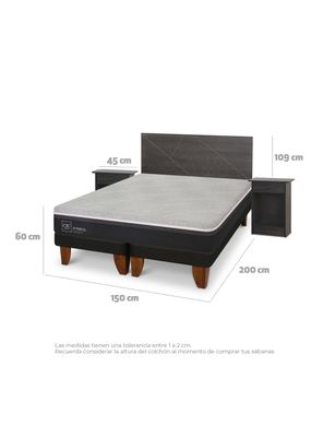 Imagen 2 del producto Cama Europea Hybrid Smart 2 Plazas Base Dividida Set Villarrica Gris