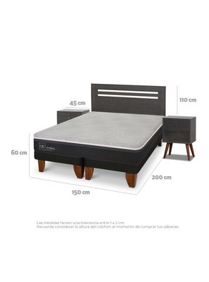 Imagen 2 del producto Cama Europea Hybrid Smart 2 Plazas Base Dividida Munich Gris