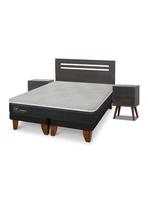 Cama Europea Hybrid Smart 2 Plazas Base Dividida Munich Gris