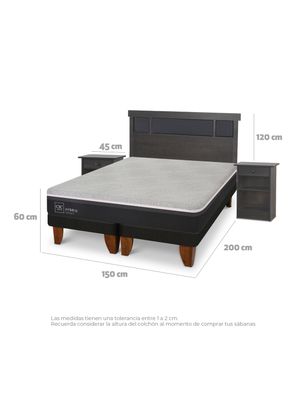 Imagen 2 del producto Cama Europea Hybrid Smart 2 Plazas Base Dividida Set Dublin Gris