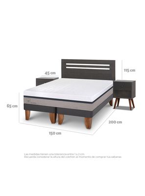Imagen 2 del producto Cama Europea New Balance 2 Plazas Base Dividida Munich Gris