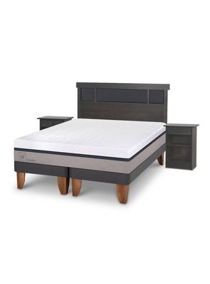 Cama Europea New Balance 2 Plazas Base Dividida Set Dublin Gris