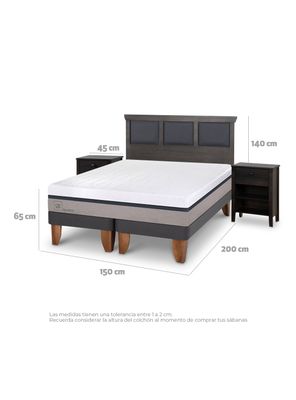 Imagen 2 del producto Cama Europea New Balance 2 Plazas Base Dividida Set Torino Gris
