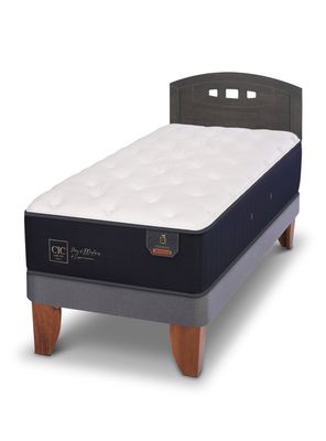 Cama Europea Premium 1.5 Plazas + Respaldo Gales Gris