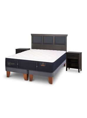 Cama Europea Premium 2 Plazas Base Dividida Set Torino Gris
