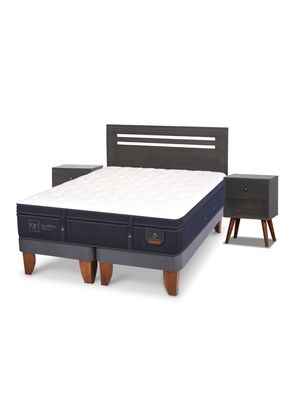 Cama Europea Super Premium 2 Plazas Base Dividida Munich Gris