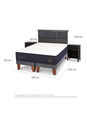 Imagen 2 del producto Cama Europea Super Premium 2 Plazas Base Dividida Set Torino Gris