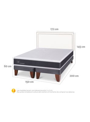 Imagen 2 del producto Cama Europea New Ortopedic 2 Plazas Base Dividida Respaldo Danubio