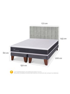 Imagen 2 del producto Cama Europea New Ortopedic 2 Plazas Base Dividida Respaldo Sile