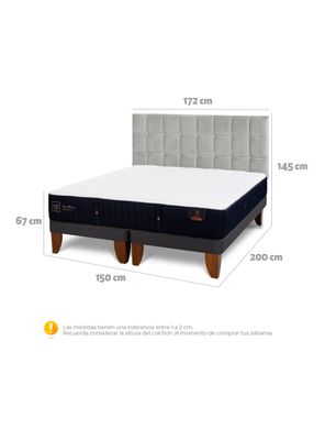 Imagen 2 del producto Cama Europea Premium 2 Plazas Base Dividida Respaldo Sile