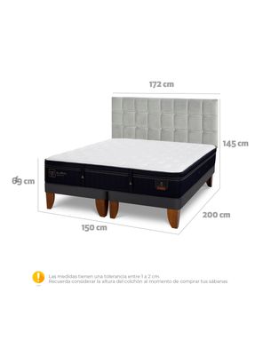 Imagen 2 del producto Cama Europea Super Premium 2 Plazas Base Dividida Respaldo Sile