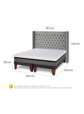 Imagen 2 del producto Cama Europea Balance 2 Plazas Base Dividida Respaldo Sesia