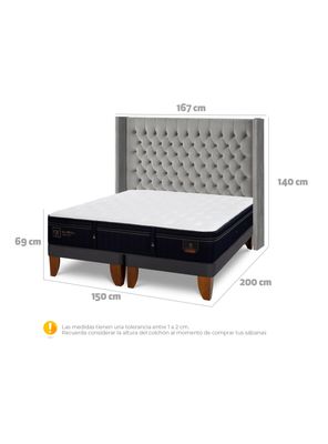 Imagen 2 del producto Cama Europea Super Premium 2 Plazas Base Dividida Respaldo Sesia