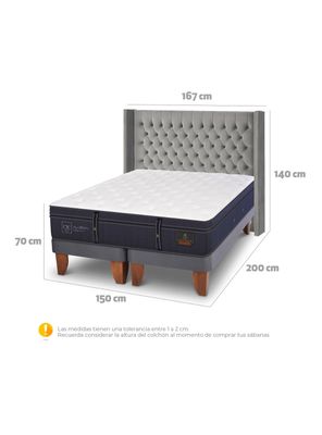 Imagen 2 del producto Cama Europea Grand Premium 2 Plazas Base Dividida Respaldo Sesia