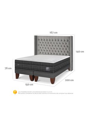 Imagen 2 del producto Cama Europea Lux 2 Plazas Base Dividida Respaldo Sesia