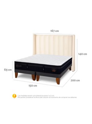 Imagen 2 del producto Cama Europea Super Premium 2 Plazas Base Dividida Respaldo Panaro
