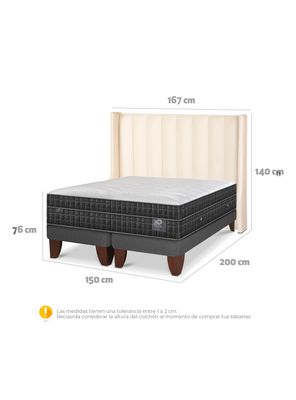 Imagen 2 del producto Cama Europea Lux 2 Plazas Base Dividida Respaldo Panaro