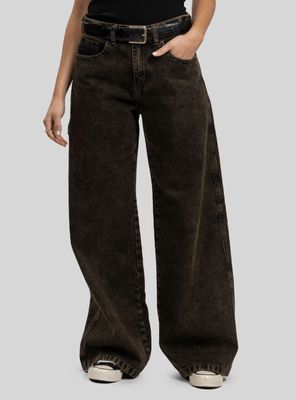 Jeans Wide Leg Tiro Medio Lidia Gris