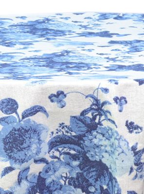 Imagen 2 del producto Mantel Redondo Antimanchas Flores Azules