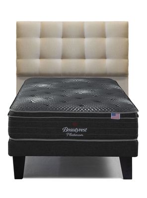Cama Europea Platinum 1.5 Plazas + Respaldo Tignes Arena